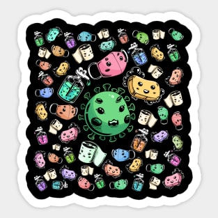 Corona virus cartoon character colorful Sticker